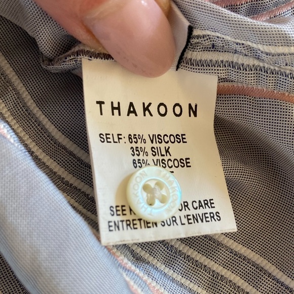 Thakoon Silk Blend Striped Button Front Blouse - Picture 6 of 12